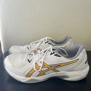 ASICS Men's Gel Rocket Volleyball Shoes White Gold with Comfort Cushioning